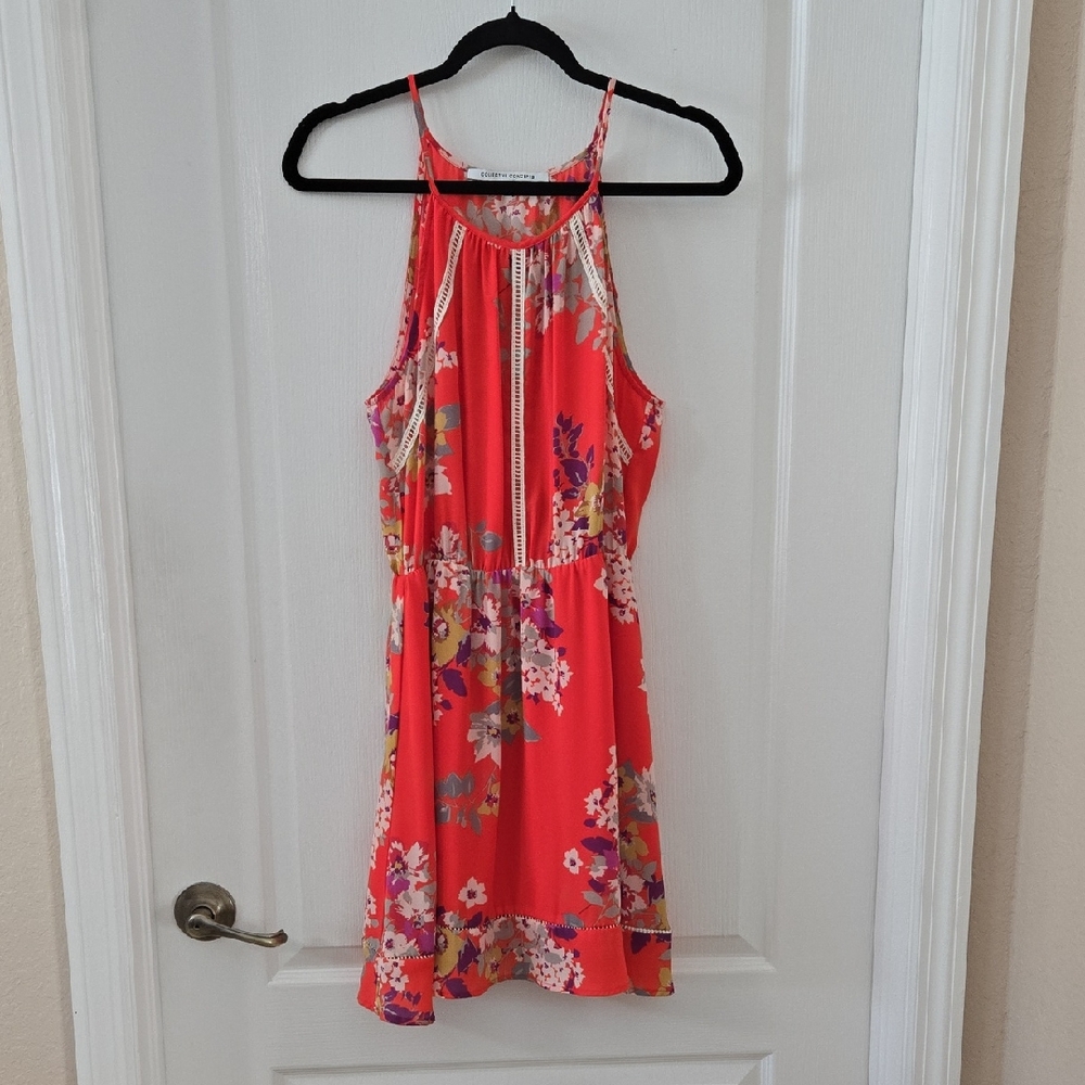 Collective Concepts Floral Mini Dress - Red and White